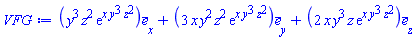 Vector(3, {(1) = y^3*z^2*exp(x*y^3*z^2), (2) = 3*x*y^2*z^2*exp(x*y^3*z^2), (3) = 2*x*y^3*z*exp(x*y^3*z^2)})