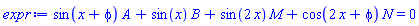 sin(x+phi)*A+sin(x)*B+sin(2*x)*M+cos(2*x+phi)*N = 0