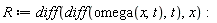 R := diff(diff(omega(x, t), t), x)