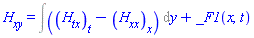 H[xy](x, y, t) = Int(diff(H[tx](x, y, t), t)-(diff(H[xx](x, y, t), x)), y)+_F1(x, t)