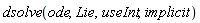dsolve(ode, Lie, useInt, implicit)
