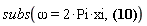 subs(omega = 2*Pi*xi, 2*sin(Pi*xi/a)/omega)