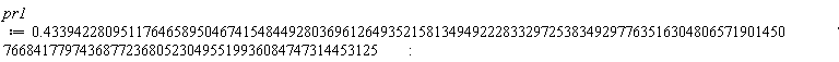 pr1 := .43394228095117646589504674154844928036961264935215813494922283329725383492977635163048065719014507668417797436877236805230495519936084747314453125: