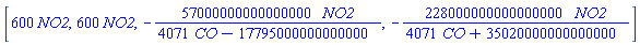 [600*NO2, 600*NO2, -57000000000000000*NO2/(4071*CO-17795000000000000), -228000000000000000*NO2/(4071*CO+35020000000000000)]