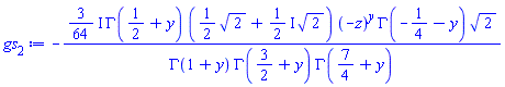 -((3/64)*I)*GAMMA(1/2+y)*((1/2)*2^(1/2)+((1/2)*I)*2^(1/2))*(-z)^y*GAMMA(-1/4-y)*2^(1/2)/(GAMMA(1+y)*GAMMA(3/2+y)*GAMMA(7/4+y))