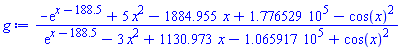 (-exp(x-188.5)+5*x^2-1884.955*x+177652.9-cos(x)^2)/(exp(x-188.5)-3*x^2+1130.973*x-106591.7+cos(x)^2)