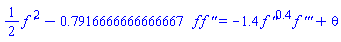 (1/2)*(diff(f(eta), eta))^2-.7916666666666667*f(eta)*(diff(diff(f(eta), eta), eta)) = -1.4*(diff(diff(f(eta), eta), eta))^.4*(diff(diff(diff(f(eta), eta), eta), eta))+theta(eta)