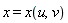 x = x(u, v)