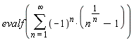 evalf(sum((-1)^n*(n^(1/n)-1), n = 1 .. infinity))