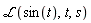 `ℒ`(sin(t), t, s)