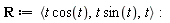 R := `<,>`(t*cos(t), t*sin(t), t)