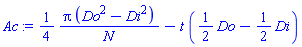 (1/4)*Pi*(Do^2-Di^2)/N-t*((1/2)*Do-(1/2)*Di)