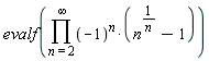 evalf(product((-1)^n*(n^(1/n)-1), n = 2 .. infinity))