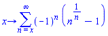 proc (x) options operator, arrow; sum((-1)^n*(n^(1/n)-1), n = x .. infinity) end proc