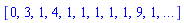 [0, 3, 1, 4, 1, 1, 1, 1, 1, 9, 1, `...`]