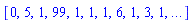 [0, 5, 1, 99, 1, 1, 1, 6, 1, 3, 1, `...`]