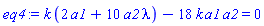 k*(2*a1+10*a2*lambda)-18*k*a1*a2 = 0