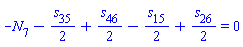 -N[7]-(1/2)*s[35]+(1/2)*s[46]-(1/2)*s[15]+(1/2)*s[26] = 0