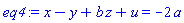 x-y+b*z+u = -2*a