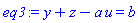 y+z-a*u = b