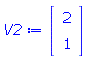 V2 := Vector(2, {(1) = 2, (2) = 1})