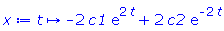 proc (t) options operator, arrow; -2*c1*exp(2*t)+2*c2*exp(-2*t) end proc
