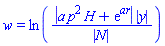 w = ln(abs(a*p^2*H+exp(ar))*abs(y)/abs(N))