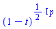 (1-t)^(((1/2)*I)*p)