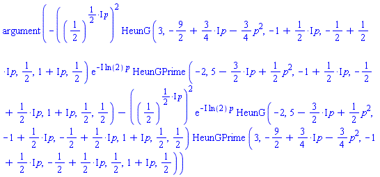 argument(-((1/2)^(((1/2)*I)*p))^2*HeunG(3, -9/2+((3/4)*I)*p-(3/4)*p^2, -1+((1/2)*I)*p, -1/2+((1/2)*I)*p, 1/2, 1+I*p, 1/2)*exp(-I*ln(2)*p)*HeunGPrime(-2, 5-((3/2)*I)*p+(1/2)*p^2, -1+((1/2)*I)*p, -1/2+((1/2)*I)*p, 1+I*p, 1/2, 1/2)-((1/2)^(((1/2)*I)*p))^2*exp(-I*ln(2)*p)*HeunG(-2, 5-((3/2)*I)*p+(1/2)*p^2, -1+((1/2)*I)*p, -1/2+((1/2)*I)*p, 1+I*p, 1/2, 1/2)*HeunGPrime(3, -9/2+((3/4)*I)*p-(3/4)*p^2, -1+((1/2)*I)*p, -1/2+((1/2)*I)*p, 1/2, 1+I*p, 1/2))