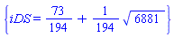 {iDS = 73/194+(1/194)*6881^(1/2)}
