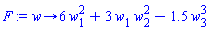 proc (w) options operator, arrow; 6*w[1]^2+3*w[1]*w[2]^2-1.5*w[3]^3 end proc