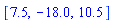 [[Typesetting:-mn("7.5", mathvariant = "normal"), Typesetting:-mrow(Typesetting:-mo("&uminus0;", mathvariant = "normal", fence = "false", separator = "false", stretchy = "false", symmetric = "false", largeop = "false", movablelimits = "false", accent = "false", lspace = "0.2222222em", rspace = "0.2222222em"), Typesetting:-mn("18.0", mathvariant = "normal")), Typesetting:-mn("10.5", mathvariant = "normal")]]