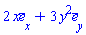 2*x*`#mover(mi("e"),mo("&lowbar;"))`[x]+3*y^2*`#mover(mi("e"),mo("&lowbar;"))`[y]