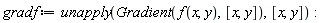 gradf := unapply(Gradient(f(x, y), [x, y]), [x, y]):