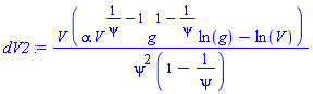 V*(alpha*V^(1/psi-1)*g^(1-1/psi)*ln(g)-ln(V))/(psi^2*(1-1/psi))