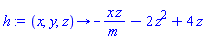 proc (x, y, z) options operator, arrow; -x*z/m-2*z^2+4*z end proc