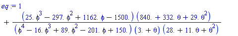 1+(25.*phi^3-297.*phi^2+1162.*phi-1500.)*(840.+332.*theta+29.*theta^2)/((phi^4-16.*phi^3+89.*phi^2-201.*phi+150.)*(3.+theta)*(28.+11.*theta+theta^2))