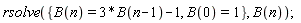 rsolve({B(0) = 1, B(n) = 3*B(n-1)-1}, B(n));