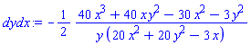 -(1/2)*(40*x^3+40*x*y^2-30*x^2-3*y^2)/(y*(20*x^2+20*y^2-3*x))