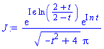 exp(I*epsilon*ln((2+t)/(2-t)))*exp(I*n*t)/((-t^2+4)^(1/2)*Pi)