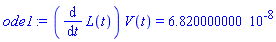 ode1 := (diff(L(t), t))*V(t) = 0.6820000000e-7