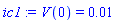 ic1 := V(0) = 0.1e-1