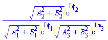 (A[2]^2+B[2]^2)^(1/2)*exp(I*phi[2])/((A[1]^2+B[1]^2)^(1/2)*exp(I*phi[1])*(A[3]^2+B[3]^2)^(1/2)*exp(I*phi[3]))