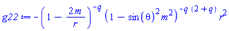 -(1-2*m/r)^(-q)*(1-sin(theta)^2*m^2)^(-q*(2+q))*r^2