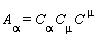 A[alpha] = Physics:-`*`(Physics:-`*`(C[alpha], C[mu]), C[`~mu`])