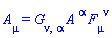 A[mu] = G[nu, alpha]*A[`~alpha`]*F[mu, `~nu`]