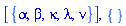 [{alpha, beta, kappa, lambda, nu}], {}