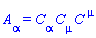 A[alpha] = C[alpha]*C[mu]*C[`~mu`]