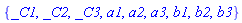 {_C1, _C2, _C3, a1, a2, a3, b1, b2, b3}