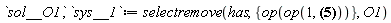 sol__O1, sys__1 := selectremove(has, {op(op(1, `casesplit/ans`([O1(t) = -C1(t)-C2(t)-C3(t)+1, diff(C1(t), t) = -a1*C1(t)+b1*C2(t), diff(C2(t), t) = a1*C1(t)-b1*C2(t)-a2*C2(t)+b2*C3(t), diff(C3(t), t) = -b3*C1(t)-b3*C2(t)+a2*C2(t)-a3*C3(t)-b3*C3(t)-b2*C3(t)+b3], [])))}, O1)